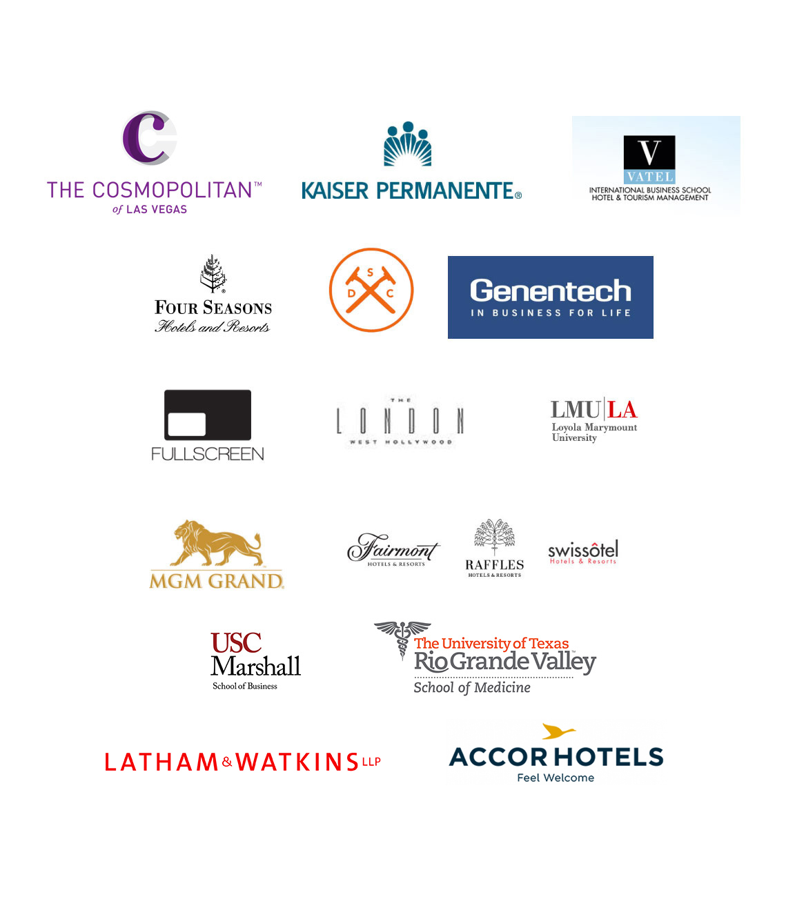 Company logos: The Cosmopolitan of Vegas, Kaiser Permanente, Dollar Shave Club and more.